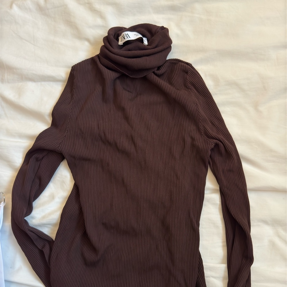 Zara Women's Chocolate Cowl Neck Sweater